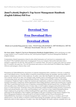 Hmn7r (Ebook Free) Dogbert's Top Secret Management Handbook (English Edition) Online