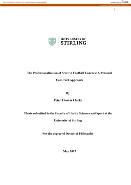 The Professionalisation of Scottish Football Coaches: a Personal