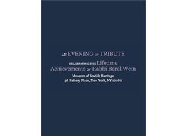 Rabbi Berel Wein 2014 Tribute Journal