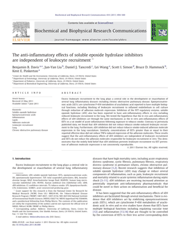 The Anti-Inflammatory Effects of Soluble Epoxide Hydrolase