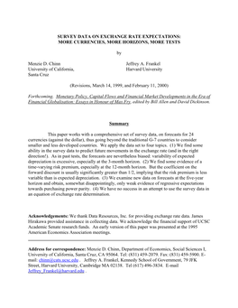 Survey Data on Exchange Rate Expectations: More Currencies, More Horizons, More Tests