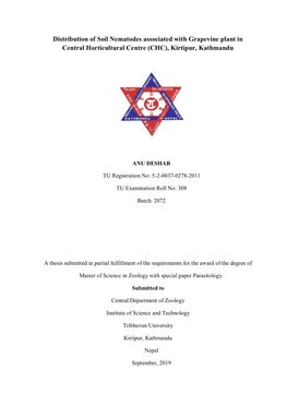 Distribution of Soil Nematodes Associated with Grapevine Plant in Central Horticultural Centre (CHC), Kirtipur, Kathmandu