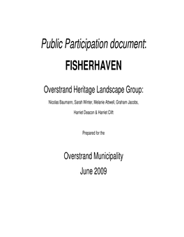 Public Participation Document: FISHERHAVEN