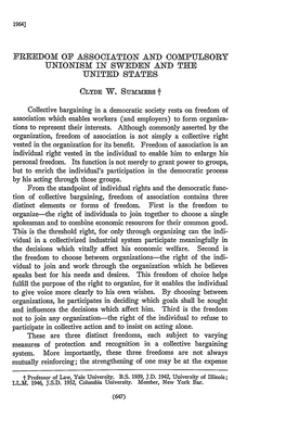 Freedom of Association and Compulsory Unionism in Sweden and the United States