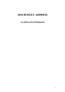 2016 Budget Address