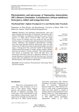 Phytochemistry and Microscopy of Tapinanthus