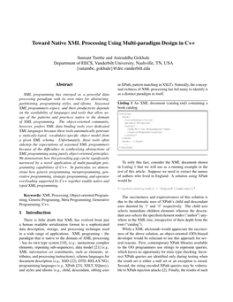 Toward Native XML Processing Using Multi-Paradigm Design in C++