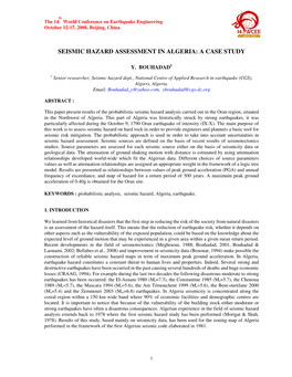 Seismic Hazard Assessment in Algeria: a Case Study