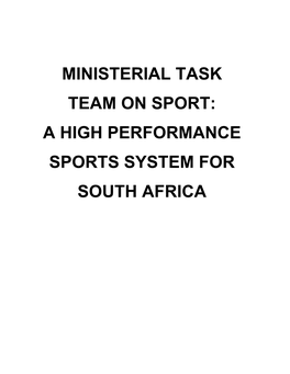 A High Performance Sports System for South Africa 2