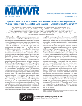 Update: Characteristics of Patients in a National Outbreak of E-Cigarette, Or Vaping, Product Use–Associated Lung Injuries — United States, October 2019