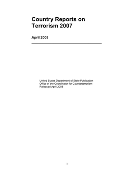 Country Reports on Terrorism 2007