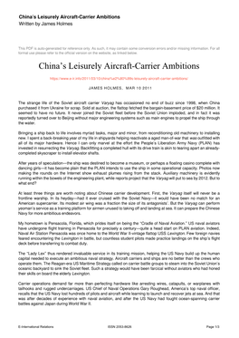 China's Leisurely Aircraft-Carrier Ambitions