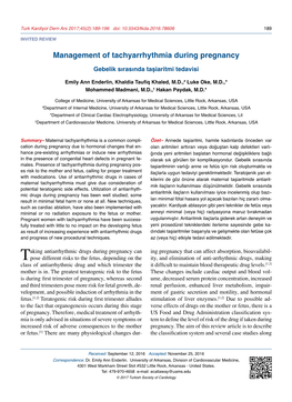 Management of Tachyarrhythmia During Pregnancy