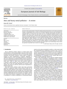 Ants and Heavy Metal Pollution E a Review