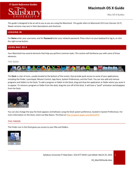 Macintosh OS X Guide