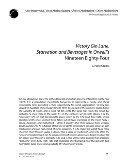 Victory Gin Lane. Starvation and Beverages in Orwell's Nineteen