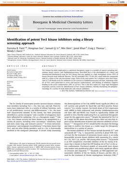 Identification of Potent Yes1 Kinase Inhibitors Using a Library