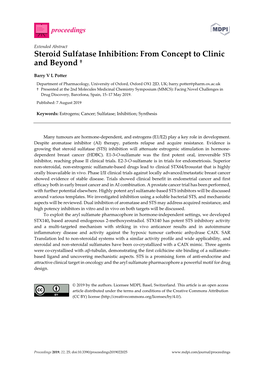 Steroid Sulfatase Inhibition: from Concept to Clinic and Beyond †