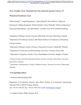 New Insights from Thailand Into the Maternal Genetic History Of