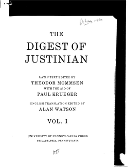 Digest O F Justinian