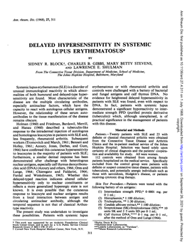 Delayed Hypersensitivity Insystemic Lupus