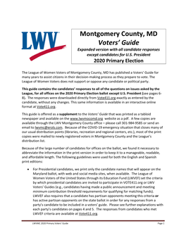 Montgomery County, MD Voters' Guide