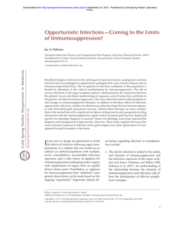 Opportunistic Infections—Coming to the Limits of Immunosuppression?