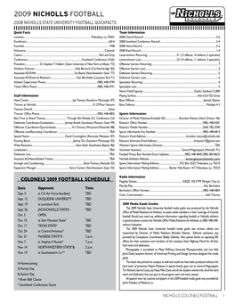 2009 Nicholls Football 2008 Nicholls State University Football Quickfacts