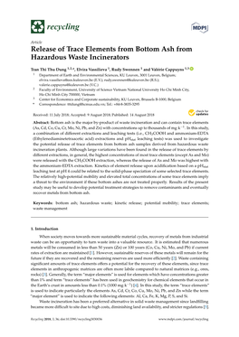 Release of Trace Elements from Bottom Ash from Hazardous Waste Incinerators