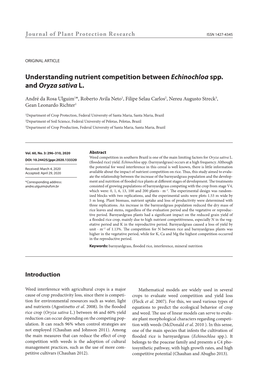 Understanding Nutrient Competition Between Echinochloa Spp. and Oryza Sativa L