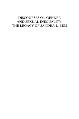 Discourses on Gender and Sexual Inequality: the Legacy of Sandra L