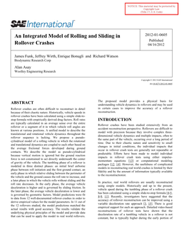 An Integrated Model of Rolling and Sliding in Rollover Crashes