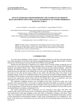 Annual Exercises for Determining the Pathways of Tritium Releases from Cernavoda Nuclear Power Plant Within Dobrogea Romania