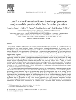 Late Frasnian–Famennian Climates Based on Palynomorph Analyses and the Question of the Late Devonian Glaciations