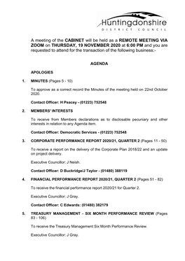(Public Pack)Agenda Document for Cabinet, 19/11/2020 18:00