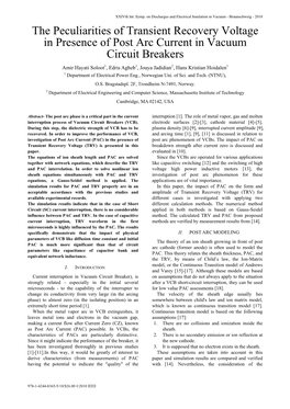 The Peculiarities of Transient Recovery Voltage in Presence Of