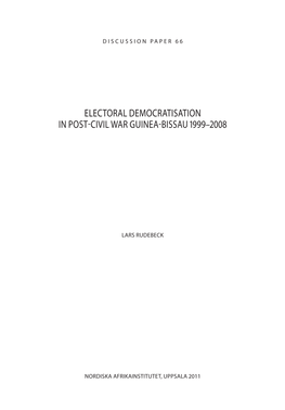 Electoral Democratization in Post-Civil War Guinea-Bissau 1999-2008