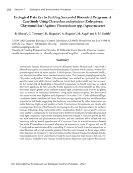 Ecological Data Key to Building Successful Biocontrol Programs: a Case Study Using Chrysochus Asclepiadeus (Coleoptera: Chrysomelidae) Against Vincetoxicum Spp