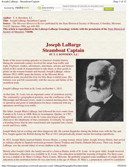 Joseph Labarge Steamboat Captain