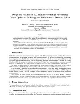 Design and Analysis of a 32-Bit Embedded High-Performance Cluster Optimized for Energy and Performance – Extended Edition