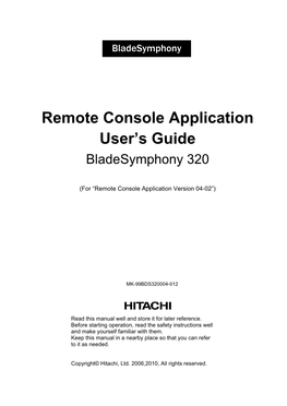 Remote Console Application User's Guide Bladesymphony