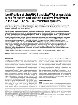 Identification of ANKRD11 and ZNF778 As Candidate Genes For