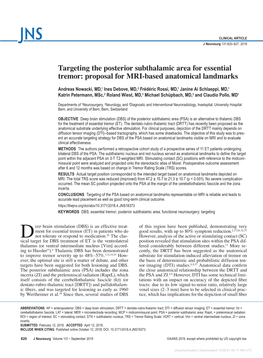 Targeting the Posterior Subthalamic Area for Essential Tremor: Proposal for MRI-Based Anatomical Landmarks