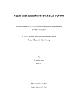 The Land-Water Nexus in a Sinking City: the Case of Jakarta