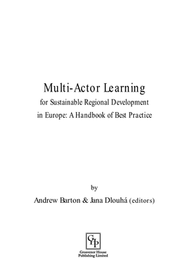 Multi-Actor Learning for Sustainable Regional Development in Europe: a Handbook of Best Practice