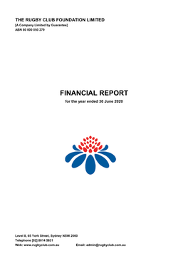 The Rugby Club Foundation Limited Financial Report 2020