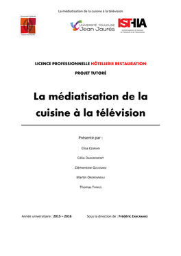 La Médiatisation De La Cuisine À La Télévision