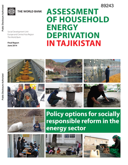 Assessment of Household Energy Deprivation in Tajikistan Policy Options for Socially Responsible Reform in the Energy Sector