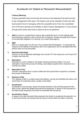 Treasury Terminology