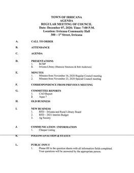 Dec 07 2020 Agenda Package